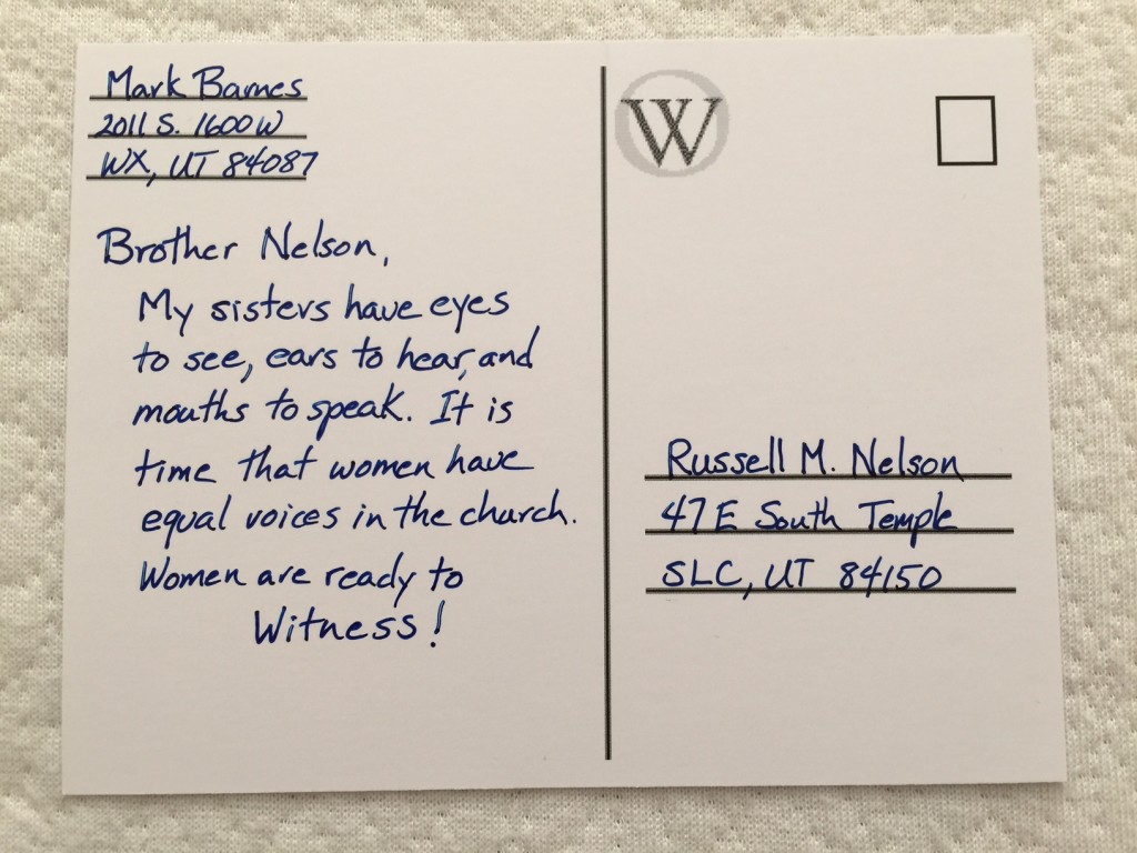 Postcard to Russell M Nelson