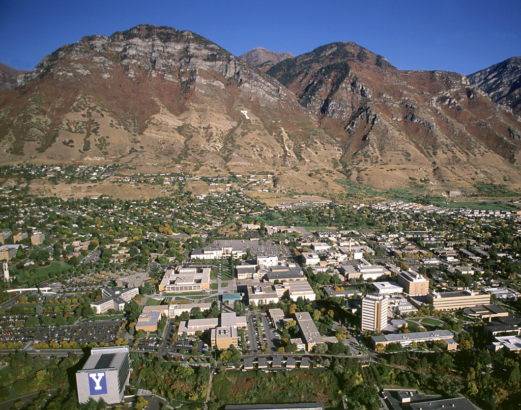 Aerial view of the campus of Brigham Young University in Provo, Utah. Photo by Mark A. Philbrick