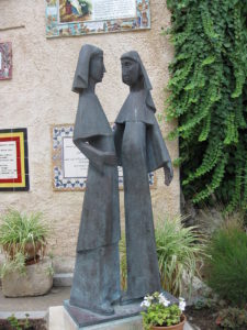 Statue of the Visit at the Church of the Visitation in Ein Karem, Israel 