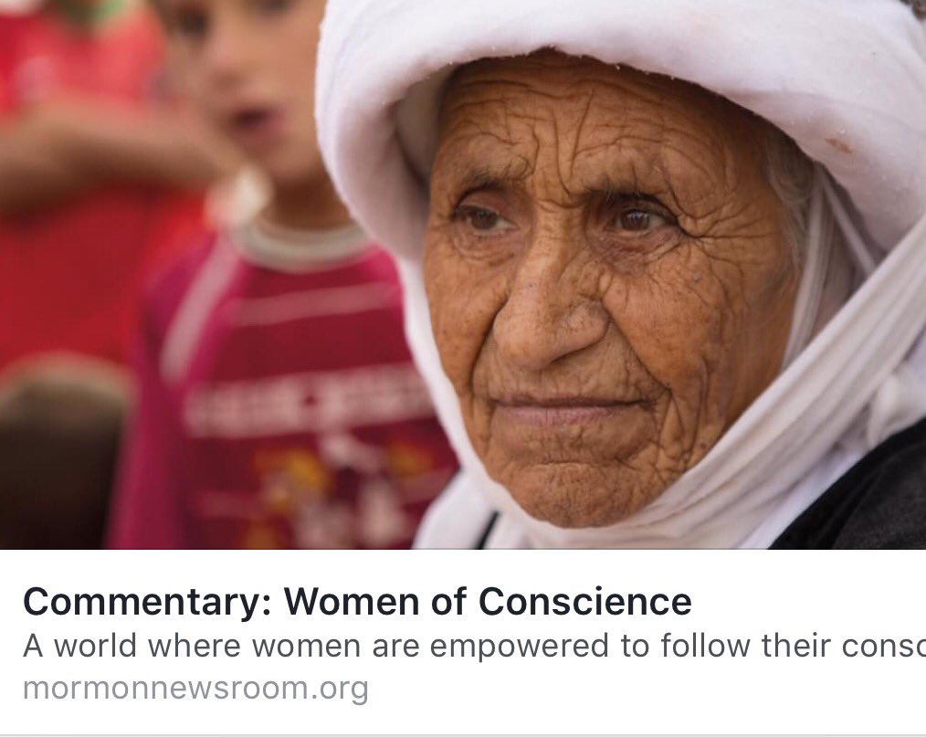 Screen shot of the original Women of Conscience article on Mormon Newsroom's website (linked to in the post).